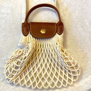Longchamp Le Pliage Filet XS ecru Mesh Bag NWOT/EUC
